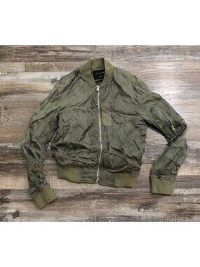 AllSaints Womens XS Green Full Zip Bomber Jacket